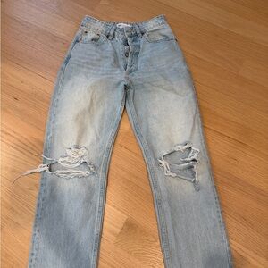 Zara Light Blue Straight Leg Denim Jeans